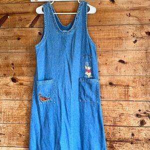The Disney Store Denim Winnie the Pooh Embroidered dress